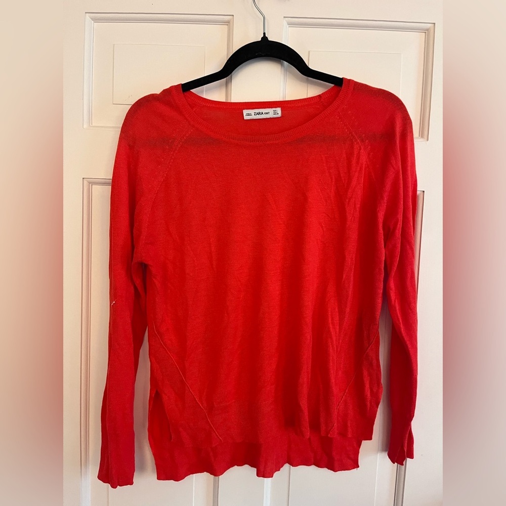 Zara Lightweight Knit Sweater Red Size Large